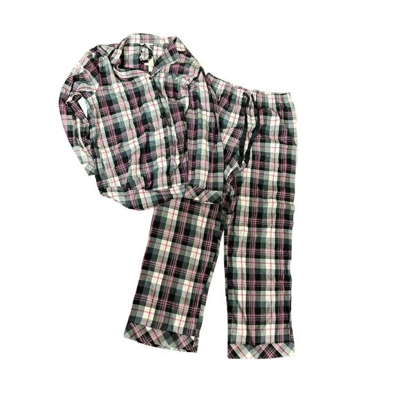 Victorias Secret Womens Plaid Button-Front Pajama Set size large new - Picture 1 of 4